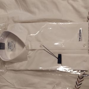 Tm lewin size 15 neck 34 sleeve fitted white french cuff twill dress shirt